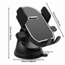 Teckwe Universal Gravity Car Phone Holder With Strong Suction Cup Base, Adjustable Dashboard Mount, One-Hand Operation And Anti-Slip Clamp For Smartphones - Black - View 6