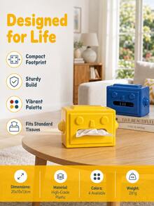 Joivida 1pc Robot‑Shaped Tissue Box, Hard Plastic Material, 3D Robot Face Embossed Pattern, Spring‑Assisted Tissue Dispensing, Desktop Storage Organizer, For Bedroom Living Room Office Dorm Housewarming Present - Multicolor - View 16