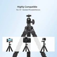 Teckwe Flexible Phone Tripod, Bendable Tripod, Mini Handheld Camera Tripod, Portable Travel Tripod For Live Video Recording - Black - View 2