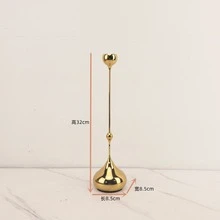 電鍍高端金色水滴形蠟燭台，氛圍感裝飾，高級奢華蠟燭台 - 金色 - 查看 5