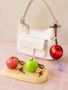 Joivida 1Pc/3Pcs Realistic Apple Bag Charm Cute Faux Fruit Keychain Pendant With Brown Cord Lightweight Purse Backpack Accessory Y2K Gift For Girls Women - Multicolor - View 10