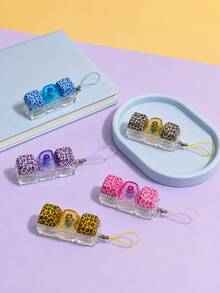 MINKOJA 1Pc Leopard Print Pattern Keyboard Fidget Toy, 3-Key Stress Relief Keyboard, Can Be Used As Keychain/Bag Pendant, Pressable Keyboard Key Toy, For Stress Relief And Killing Time - three bond - View 3