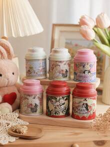 Joivida Round Metal Storage Tins, Mini Iron Storage Boxes With Lids, Rabbit Printed Organizer Cans For Jewelry, Small Accessories, Gift Packaging, Desktop Decor And Everyday Storage. - Multicolor - View 5