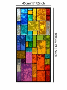 Cirelle 1pc Stained Glass Window Film, Rainbow Geometric Mosaic Static Cling Window Decal, Decorative Privacy Window Sticker For Home Living Room Bedroom Bathroom Office Door Glass Panel, Non‑Adhesive Removable Window Covering - Multicolor - View 4