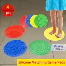 4 Paket Alas Sensorik Silikon Bertekstur Warna-warni, Bantalan Taktil Multi-Sensorik 18cm, Papan Permainan Lantai Bertekstur Sentuhan Tangan & Kaki, Alas Bermain Sensorik Portabel untuk Penggunaan di Rumah dan Perjalanan - MultiWarna - View 1