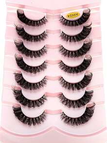 7 đôi lông mi giả DD Curl Russian Volume 3D lông chồn nhân tạo xốp mịn, kiểu mắt mèo 8D, dải dài dày cho trang điểm mắt đậm - Xem 5
