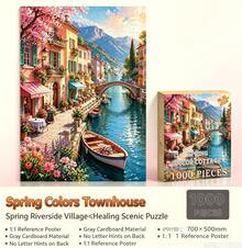Puzzle 1000 Piece Paper Puzzle Decompression Puzzle Oil Painting Landscape Puzzle - Baby Pink - View 4