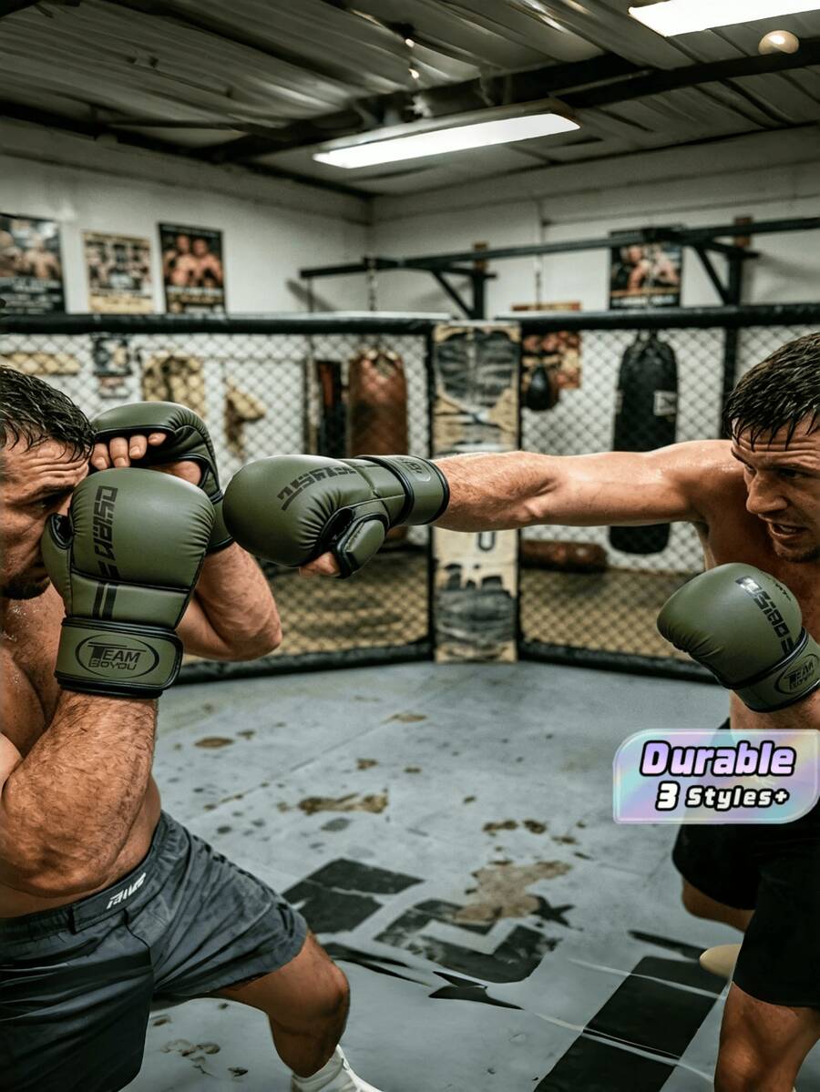 Half-Finger Boxing Gloves, MMA Professional Training, Muay Thai, Combat Sports, Youth, Adult,Split-Finger Boxing Gloves, Sparring Partners, Five-Finger Boxing Gloves. - Army Green - View 1