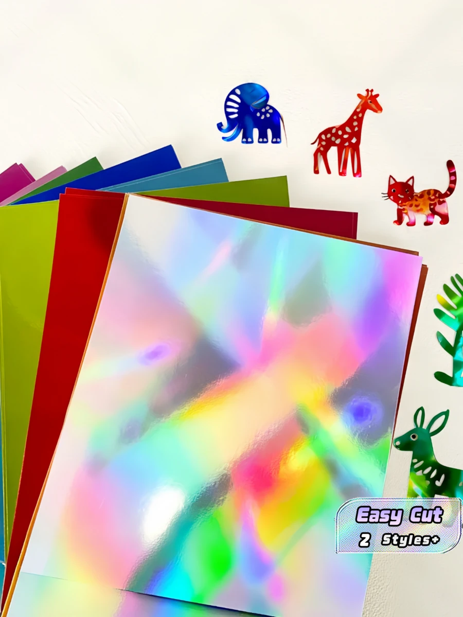 17/51PCS A4 PET Mirror Metallic Cardstock Foil Paper Gold Silver Aluminum Craft Sheet For DIY Invitation Card Scrapbooking Wedding Party Decoration Gift Tag Making - multicolor - View 1