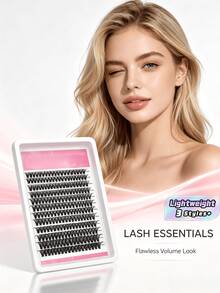 8 Tray 3D Mink Lash Clusters D Curl High Volume 8-20mm Mixed Lengths Fluffy Soft Lightweight DIY Eyelash Extension Kit For Daily Wedding Party Halloween Natural Look - Multicolor - View 1