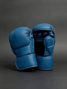 半指拳擊手套，MMA專業訓練，泰拳，格鬥運動，青少年，成人，分指拳擊手套，對練夥伴，五指拳擊手套 - 藍色 - 查看 3