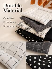 Muroi Mono Ins Style Black White Polka Dot Bow Quilted Coaster, Square Fabric Heat‑Resistant Cup Mat, Non‑Slip Table Decor, Photo Prop For Coffee Cup, Tabletop Ornament For Dining Table, Desk, Kitchen Countertop, Cafe, Tea House.Home&Living. - Black and white polka dot lattice - View 4