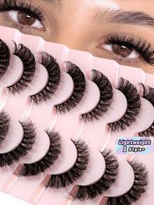 7 đôi lông mi giả DD Curl Russian Volume 3D lông chồn nhân tạo xốp mịn, kiểu mắt mèo 8D, dải dài dày cho trang điểm mắt đậm - Xem 1