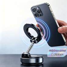1pc 360° Rotating Mechanical Vacuum Suction Cup Car Phone Holder, Magnetic Phone Stand, Compatible With Iphone, Android Phones, Navigation, Birthday Gift, Family & Friends, Car Accessories - multicolor - View 1