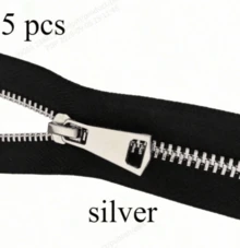 5pcs Single-Pull Double-Pull Closed-End Metal Zippers #5 In Multiple Colors, Tailoring And Sewing Craft - Closed End, Single-Pull And Double-Pull Brass Sliders, Suitable For Jackets And Handicrafts - Black, Gold, Silver Gray - 5# Metal - View 25