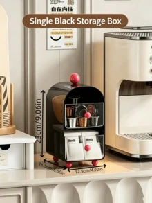 1pc Cute Retro Coffee Capsule Storage Box, Removable Transparent Drawer Desktop Organizer, Multi‑Layer Holder For Coffee Pods Tea Bags Desk Decor - Multicolor - View 4