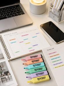 6pcs/12PcsMacaron Color Highlighter Pen Set For Students, Fresh Color Tone Also Suitable For Office Use. - multicolor - View 5