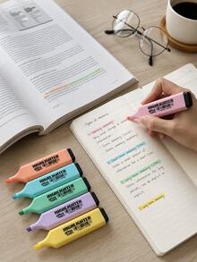 6pcs/12PcsMacaron Color Highlighter Pen Set For Students, Fresh Color Tone Also Suitable For Office Use. - multicolor - View 4