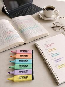6pcs/12PcsMacaron Color Highlighter Pen Set For Students, Fresh Color Tone Also Suitable For Office Use. - multicolor - View 8