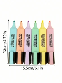 6pcs/12PcsMacaron Color Highlighter Pen Set For Students, Fresh Color Tone Also Suitable For Office Use. - multicolor - View 2