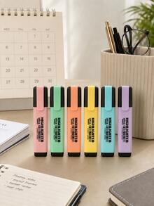 1/2/4/6Pcs Macaron Color Highlighter Pen Set For Students, Fresh Color Tone Also Suitable For Office Use. - Multicolor - View 8