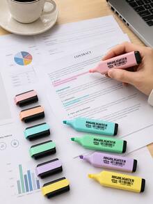 1/2/4/6Pcs Macaron Color Highlighter Pen Set For Students, Fresh Color Tone Also Suitable For Office Use. - Multicolor - View 5