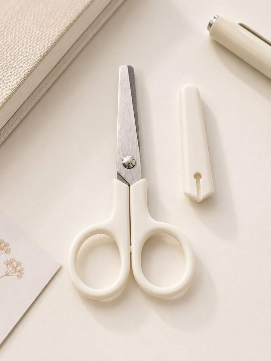 1/3/5 Pcs Mini White Scissors, Portable Stainless Steel Paper Cutter, Handmade Stationery, Gift For Office Or Study, Tool - Simple hand cut - View 1