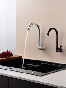 Matte Black Wide Spray Shower Faucet, Waterfall Sink Tap, 3-Hole Mount Double Handle Modern Vanity Faucet With Pop-Up Drain Assembly & Supply Hoses, 8 Inch - A - View 8