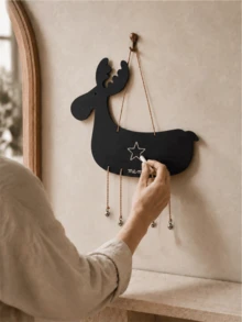Cirelle 1pc Double-Sided Hanging Chalkboard, Sheep/Deer Shaped Mini Chalkboard, Message Board, Classroom Bulletin Decor, Wooden Stall Display Sign Chalkboard, No Installation Required, Hanging Design - multicolor - View 3