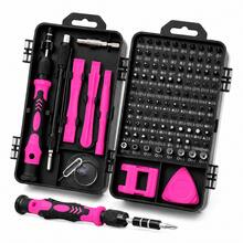 Teckwe 115pcs Precision Screwdriver Set, Multifunctional Electronics Repair Tool Kit, Non-Slip Handle, Extension Rod And Pry Tools For Phones, Laptops And Watches - pink - View 3