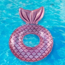 Mermaid Tail Inflatable Swim Ring, Scale Pattern Swim Ring, Ideal For Summer Beach And Pool Parties - Multicolor - View 10