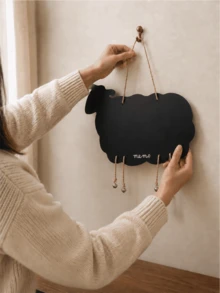 Cirelle 1pc Double-Sided Hanging Chalkboard, Sheep/Deer Shaped Mini Chalkboard, Message Board, Classroom Bulletin Decor, Wooden Stall Display Sign Chalkboard, No Installation Required, Hanging Design - multicolor - View 5