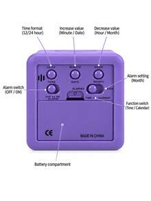 1pc Modern Minimalist Cube Digital Alarm Clock, Soft Backlight, AA Battery Operated (Batteries Not Included), Snooze & Calendar Display, Cute Desk Clock For Bedroom Home Decor - multicolor - View 8