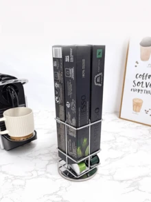 1 pieza Estante giratorio para almacenamiento de cápsulas de café, caja de tira de cápsulas con estante de almacenamiento integrado, estante de almacenamiento y exhibición de cápsulas de café para escritorio del hogar - Multicolor - Ver 9