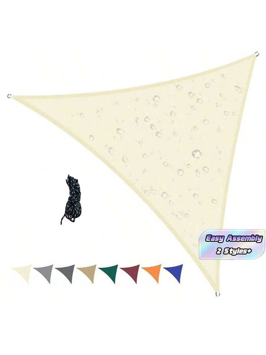 Shadow Sail From Polyester, Water-Resistant And Uv-Blocking 98%, Suitable For Garden, Pool, And Outdoor Camping, Includes Installation Ropes For Diy - Multicolor - View 1