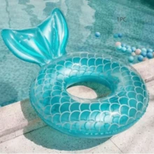 Mermaid Tail Inflatable Swim Ring, Scale Pattern Swim Ring, Ideal For Summer Beach And Pool Parties - Multicolor - View 13