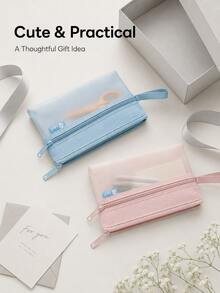 Haus Hana Dual‑Zipper A6 Pouch With Handy Wrist Strap. Dual‑Compartment Design Keeps Small Items Sorted Neatly. Compact And Lightweight, Great For Storing Documents, Cards And Personal Essentials, Ideal For Travel And Daily Carry. - Multicolor - View 7