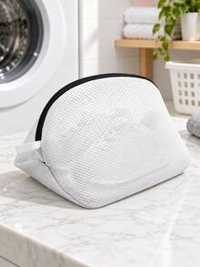 SHEIN 1Pc 33Cm/45Cm 长款白色加厚网眼洗衣袋 鞋子收纳袋 拉链式鞋子洗衣袋 适用于清洗内衣、胸罩、袜子 多重保护 适用于洗衣机、旅行、家居用品 - 白色 - 查看 11