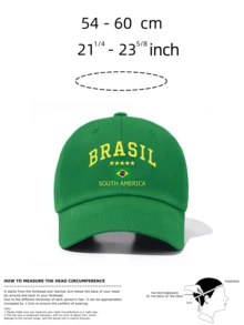 Dealstrict 1 Pc Brasil Print Baseball Cap, Vintage Soft Sweatband Adjustable Size Sun Protection Dad Hat, Suitable For Outdoor Sports Daily Wear, For Women - South America - View 3