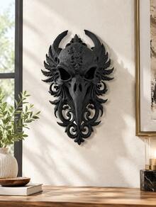 Gothic Carved Crow Skull Wall Hanging Ornament Retro Dark Style Wall Decor For Halloween Home Decoration - multicolor - View 7