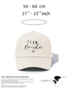 Dealstrict 1pc Bride Team Print 6-Panel Baseball Cap - Women's Wedding Party Gift Hat - Classic Soft Top Fashion Cap For Bachelorette Party - bride - View 3