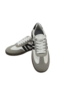 Pair Of Casual Women'S Sneakers With Flat Geometric Style And Circular Toe-Connector, Modern And Versatile - Grey - View 6