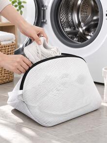 SHEIN 1Pc 33Cm/45Cm 长款白色加厚网眼洗衣袋 鞋子收纳袋 拉链式鞋子洗衣袋 适用于清洗内衣、胸罩、袜子 多重保护 适用于洗衣机、旅行、家居用品 - 白色 - 查看 8
