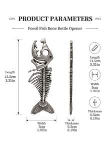 Creative Fish‑Bone Shaped Alloy Bottle Opener, Decorative Craft Ornament, Practical Bottle Cap Remover For Home & Bar Use - View 4
