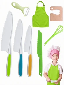 MINKOJA 6 Pieces Montessori Toddler Kitchen Utensil Set,Real Cooking Knife Hay Knife,Birthday Gift(Random Component Color),Cooking Knife Set,Cooking Toy Set,Toddler Knife Set,Kitchen Toy,Kids Kitchen - Multicolor - View 6
