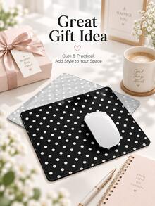 Haus Hana 1Pc Polka Dot Pattern Mouse Pad, Non‑Slip Base Minimalist Elegant Desk Mat, Smooth Gliding Surface Desktop Mousepad, 3 Colors Available, Fashion Portable Desk Accessory For Laptop Office Home Daily Work Study Use - View 9