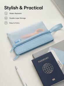 Haus Hana Dual‑Zipper A6 Pouch With Handy Wrist Strap. Dual‑Compartment Design Keeps Small Items Sorted Neatly. Compact And Lightweight, Great For Storing Documents, Cards And Personal Essentials, Ideal For Travel And Daily Carry. - Multicolor - View 4