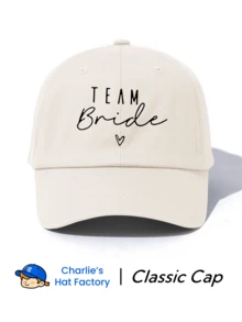 Dealstrict 1pc Bride Team Print 6-Panel Baseball Cap - Women's Wedding Party Gift Hat - Classic Soft Top Fashion Cap For Bachelorette Party - bride - View 1