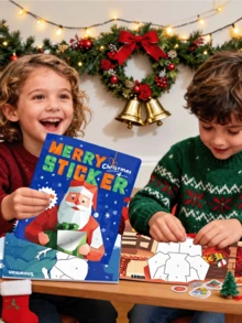 MINKOJA 1pc Christmas Sticker Set, Includes 10 Matching Game Sheets, DIY Stickers, Santa Claus & Snowman Handmade Art Puzzle Sticker Toys, Holiday Party Prizes, Christmas Stocking Stuffer Gifts - Multicolor - View 3