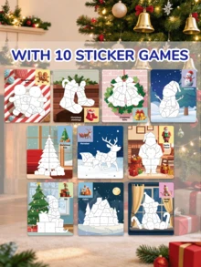 MINKOJA 1pc Christmas Sticker Set, Includes 10 Matching Game Sheets, DIY Stickers, Santa Claus & Snowman Handmade Art Puzzle Sticker Toys, Holiday Party Prizes, Christmas Stocking Stuffer Gifts - Multicolor - View 7